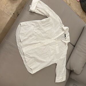 Zara white poplin shirt oversized cool pull on shirt 3/4 sleeve size Medium M